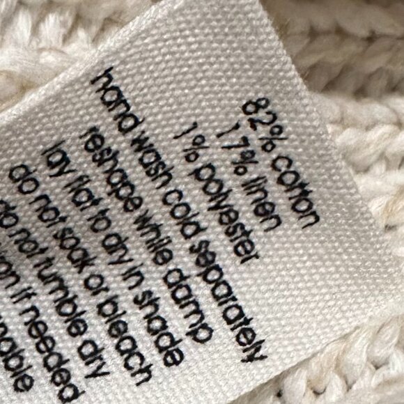 Bassike Pullover Crew Neck Sweater Thick Ribbed Woven Cream Linen Size 3 Large - Picture 11 of 12